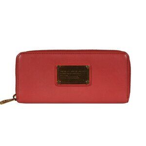 Marc by Marc Jacobs Womens Classic Slim Zip Long Wallet Coral Pink Leather